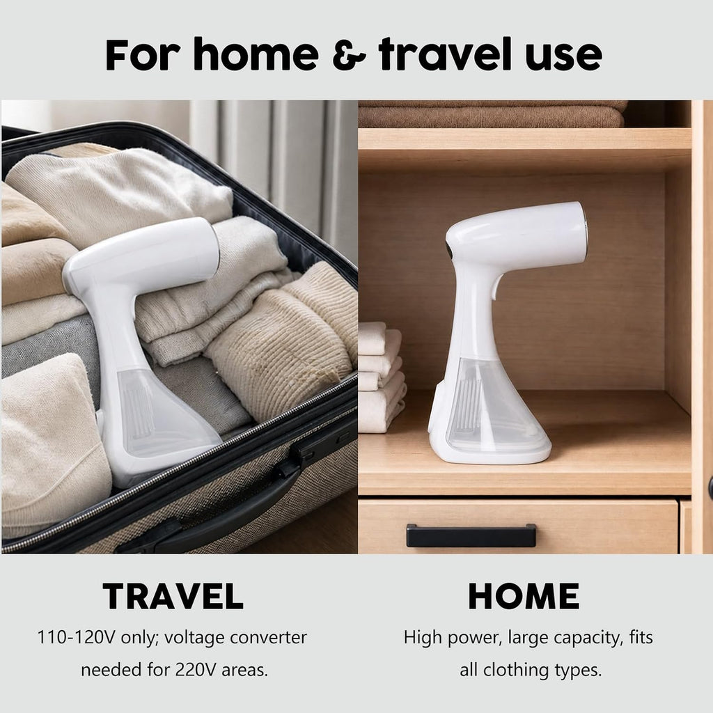 1600W Handheld Garment Steamer, Portable Electric Clothes Steam Iron with 3 Adjustable Steam Settings, Premium