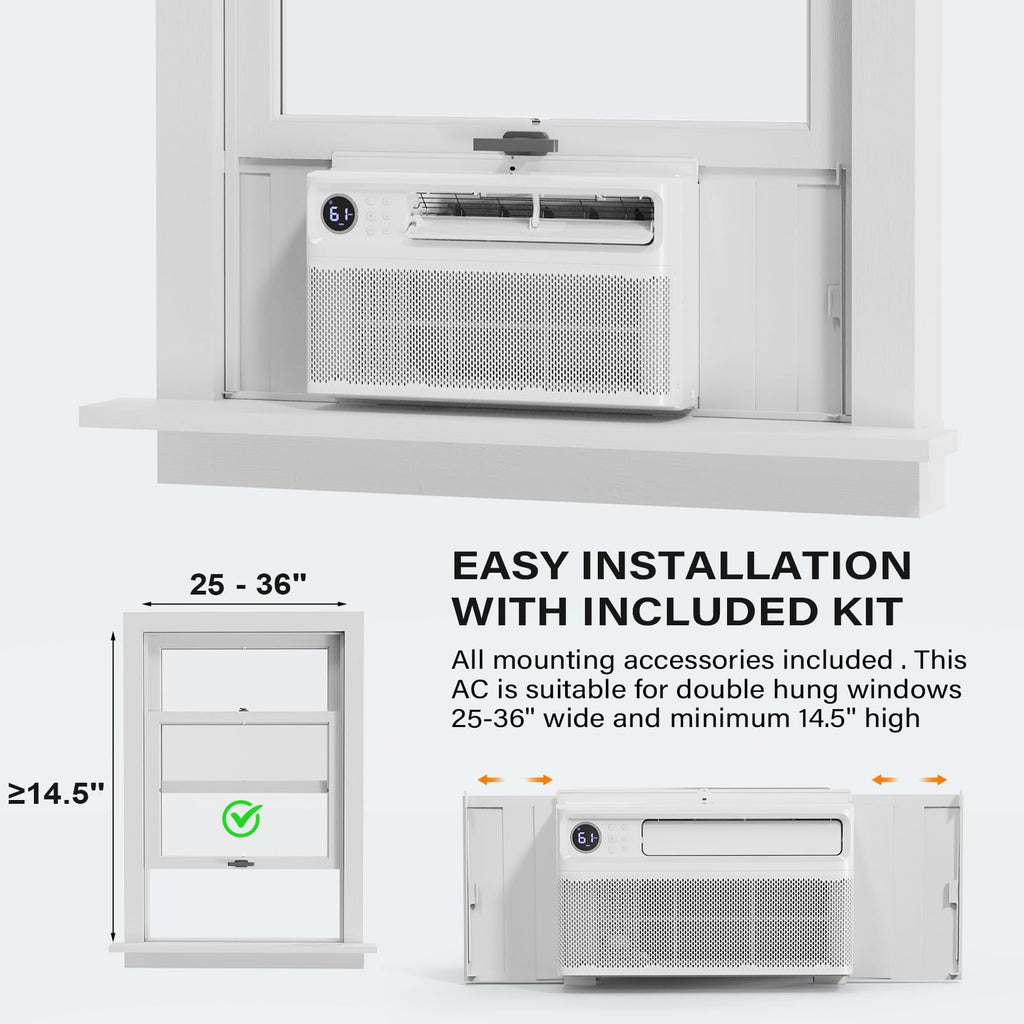 12000 BTU Inverter Window Air Conditioner with WIFI Function, Energy-Saving Window AC Unit with Remote & App Control