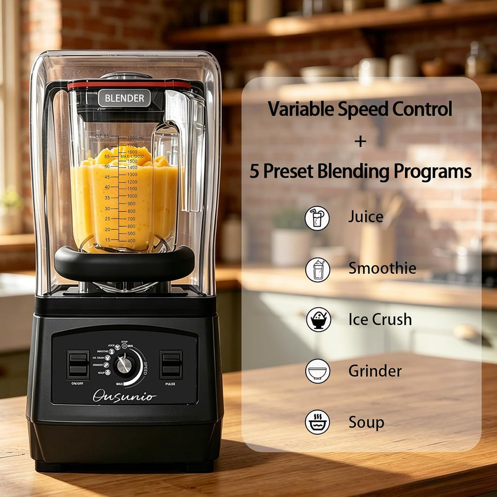 Commercial Blenders for Smoothies with 5 Preset Programs 2200W, 64oz