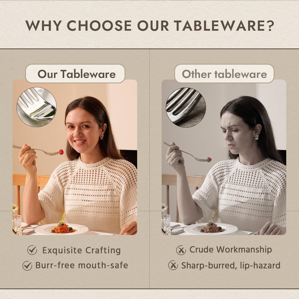 18/10 Stainless Steel Silverware Set for 12, 60 Piece Teardrop Flatware Set