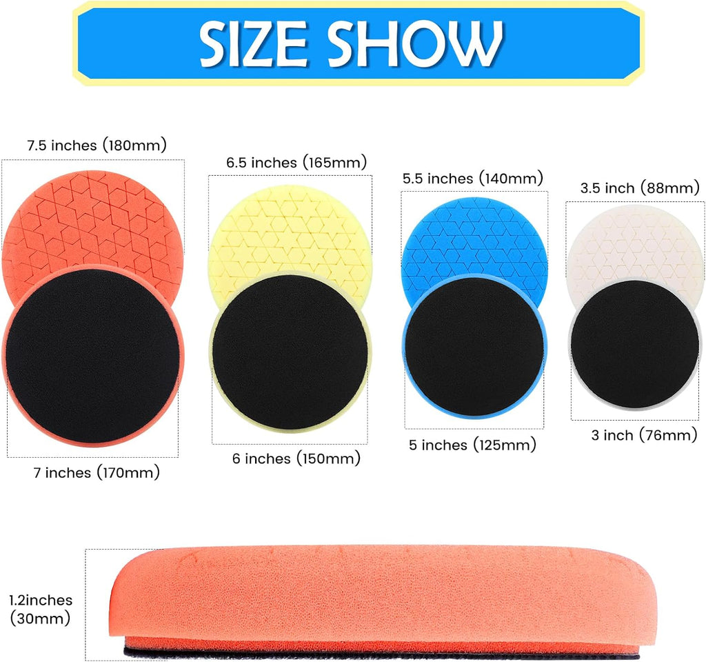 6 Pcs 5 Inch Buffing Pads, Polishing Pads 5.5 Inch 140 mm Face for 5 Inch 125mm Base Plate Compounds, Buffer Pads for