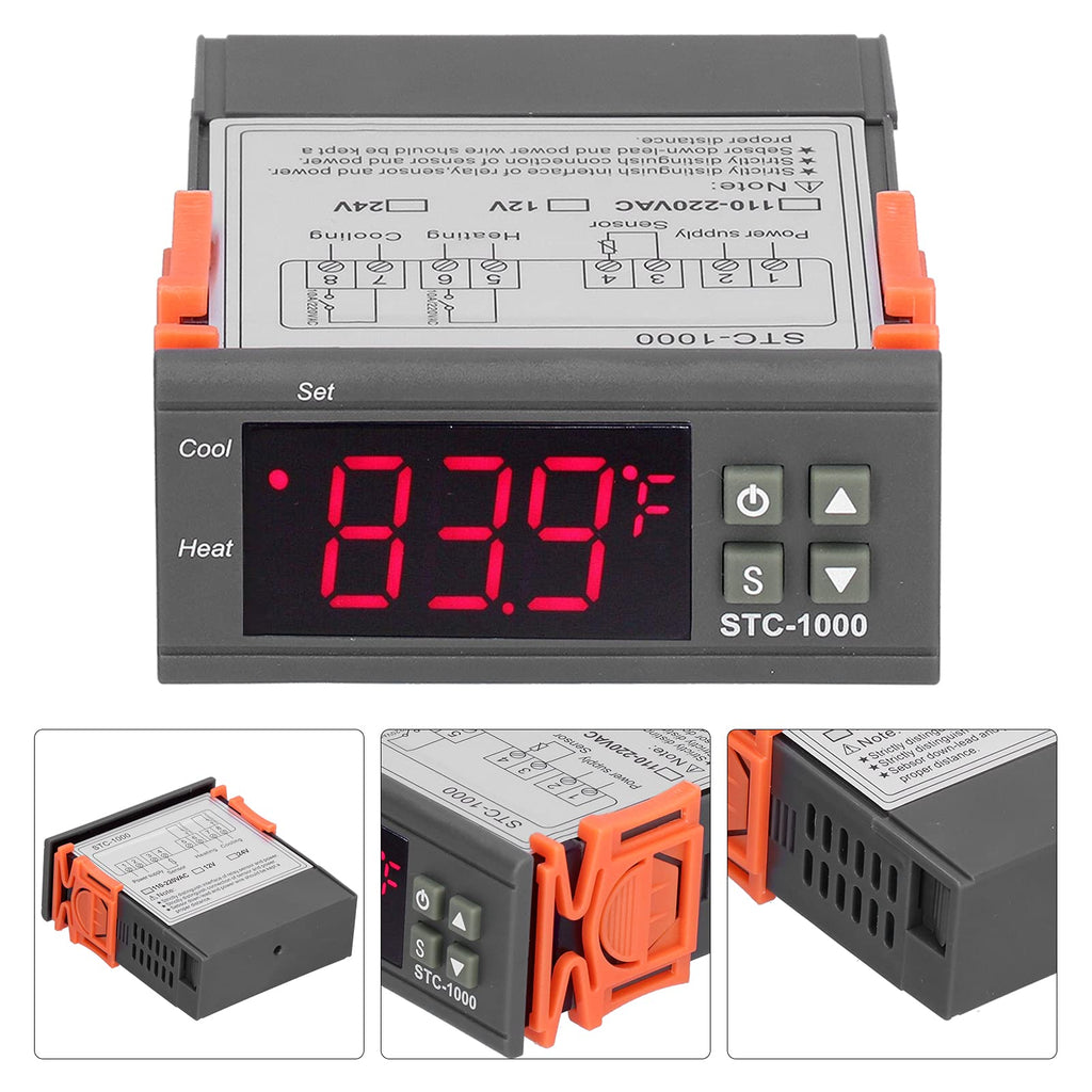 Digital Temperature Controller, -1000 Cooling and Heating Temperature Controller Digital Thermostat with Sensor for Temperature Measurement Temperature Control (12V)