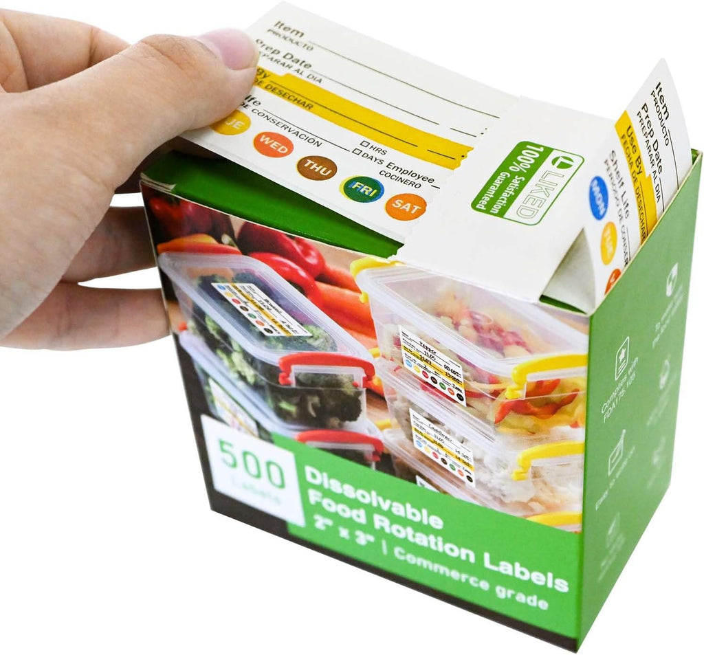 500 Dissolvable Food Labels 2"x3" for Food Rotation