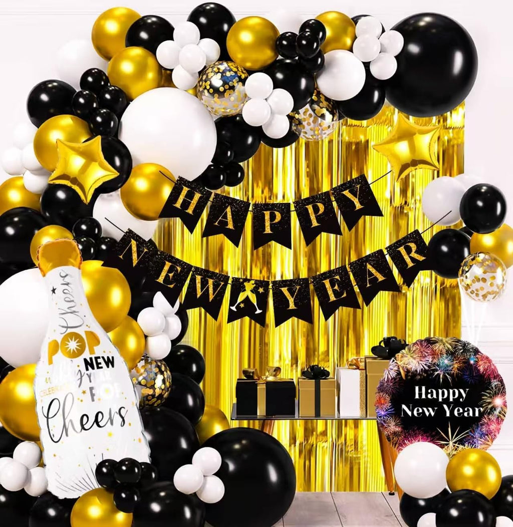 Happy New Year Decorations 2026, 2026 New Years Eve Party Supplies, New Years Party Decorations Kit with Balloons