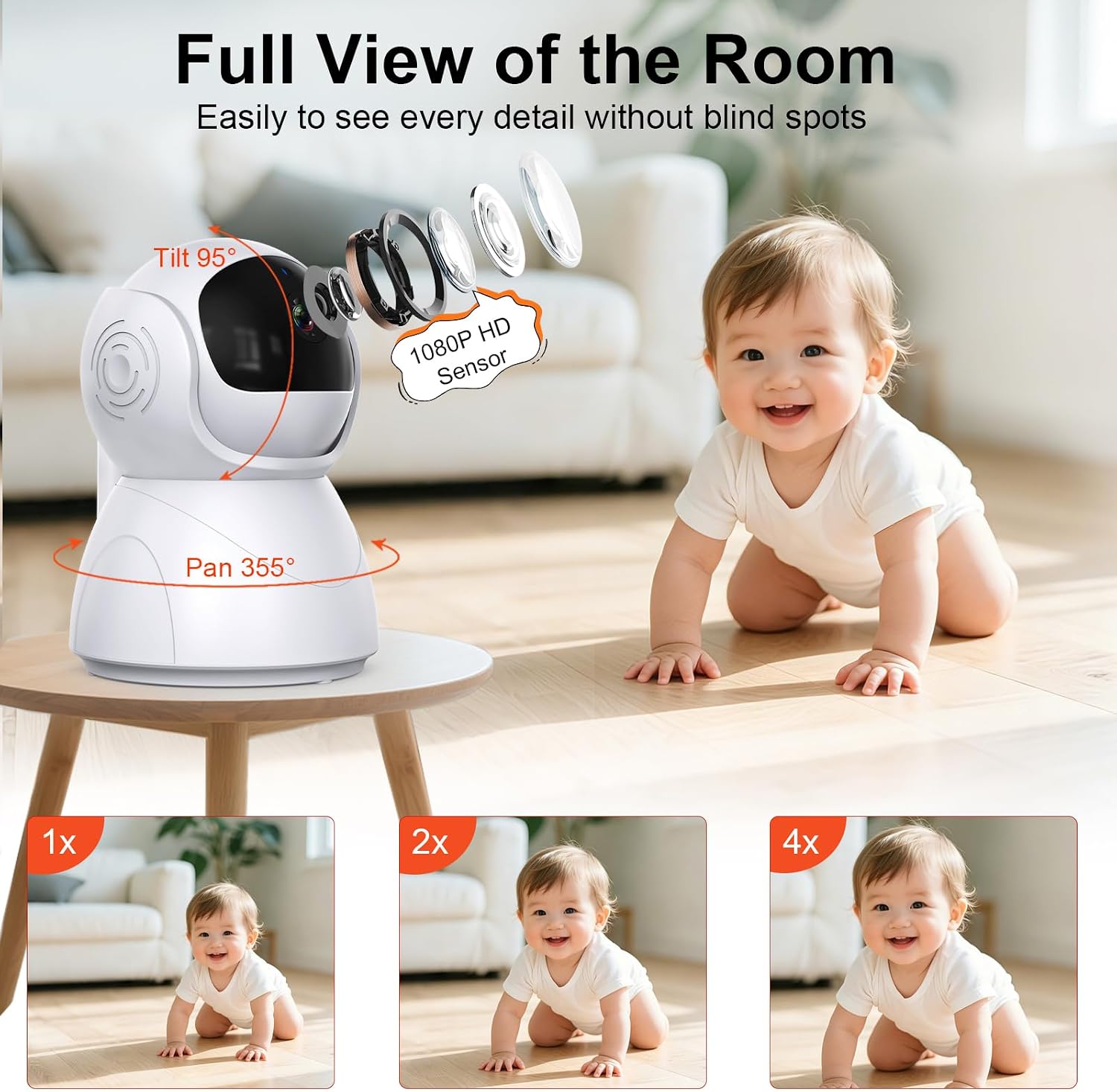 Baby Monitor with Camera and Audio, No WiFi Baby Monitor with 5" 720P HD Screen, 100-Hour Battery, 1000ft Long Range