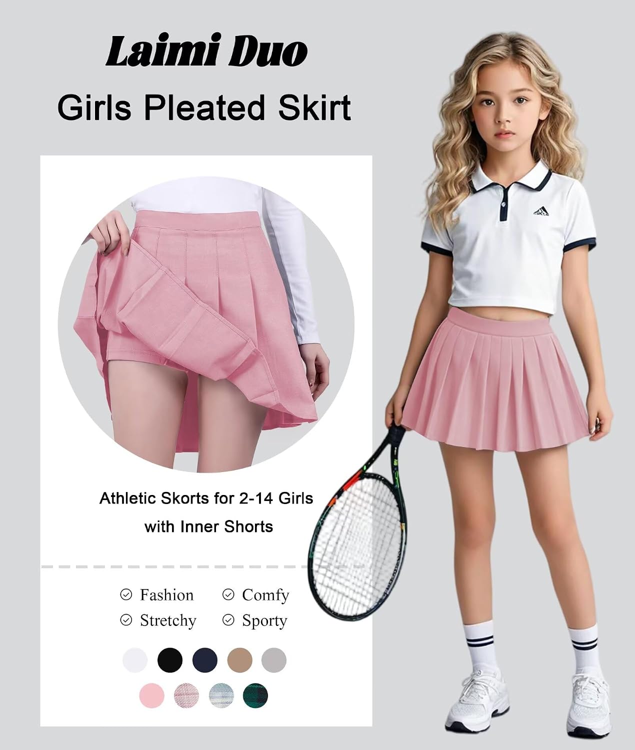 Women Pleated Skirt Tennis Golf Skorts with Lining Shorts Athletic Pleated Skirts for Women