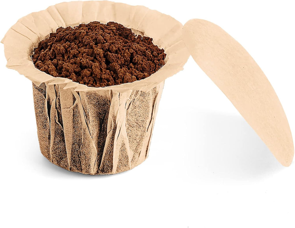 Unbleached K Cup Paper Filters with Lid, Fits Keurig 1.0 & 2.0 Reusable Pod | 100% natural unbleached wood pulp