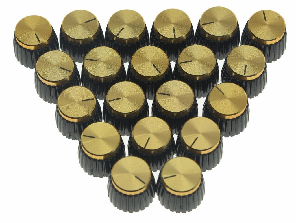 Dopro 20pcs Guitar AMP Amplifier Push on fit Knobs Black w/Gold Cap for Marshall Amplifier