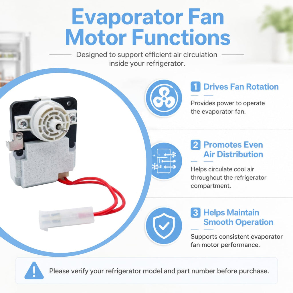 W10464673 Refrigerator Evaporator Fan Motor, Compatible with Whirlpool Replace Parts AP6021839 3020513 WPW10464673 PS7320664 PS11755167 KFFS20EYMS02 KRFF300EBL00 KRFF300EBS00 Refrigerators