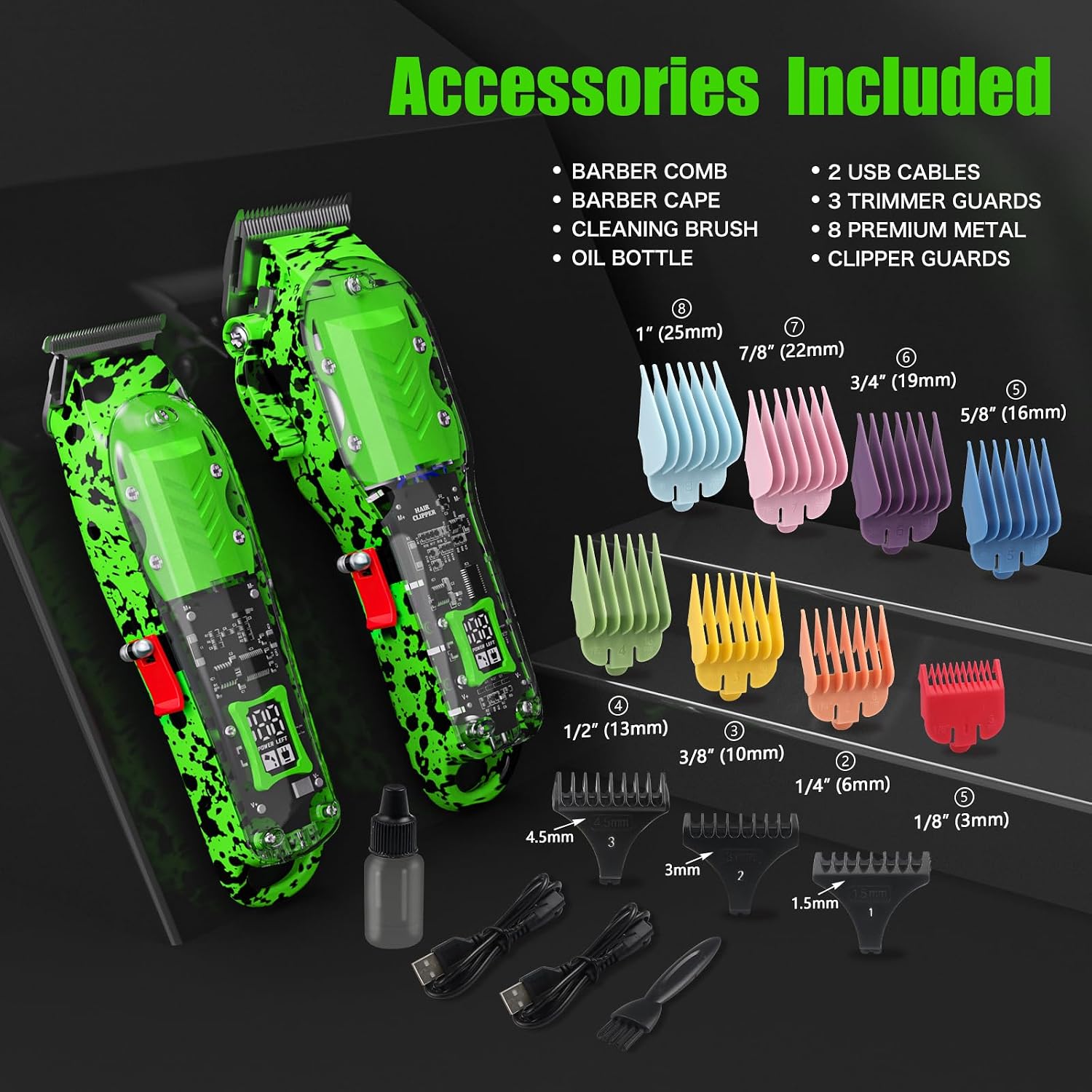 Professional Hair Clippers for Men, Cordless Barber kit for Hair Cutting & Grooming, Hair Clippers and Trimmer Set