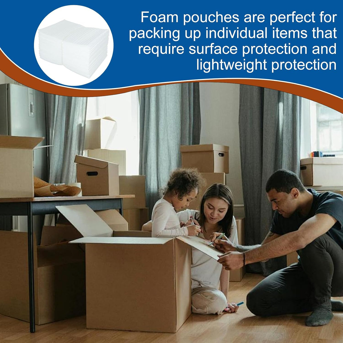 Cushion Foam Wrap Pouches for Moving(50 Pack 10"x12'')