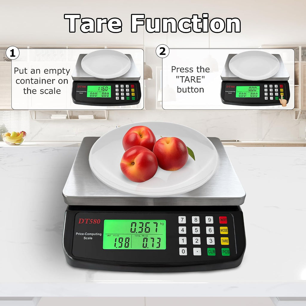 Large Digital Kitchen Scale 40kg/88lb Stainless Steel Price Computing Scale Counting Scale Deli Scale with LCD