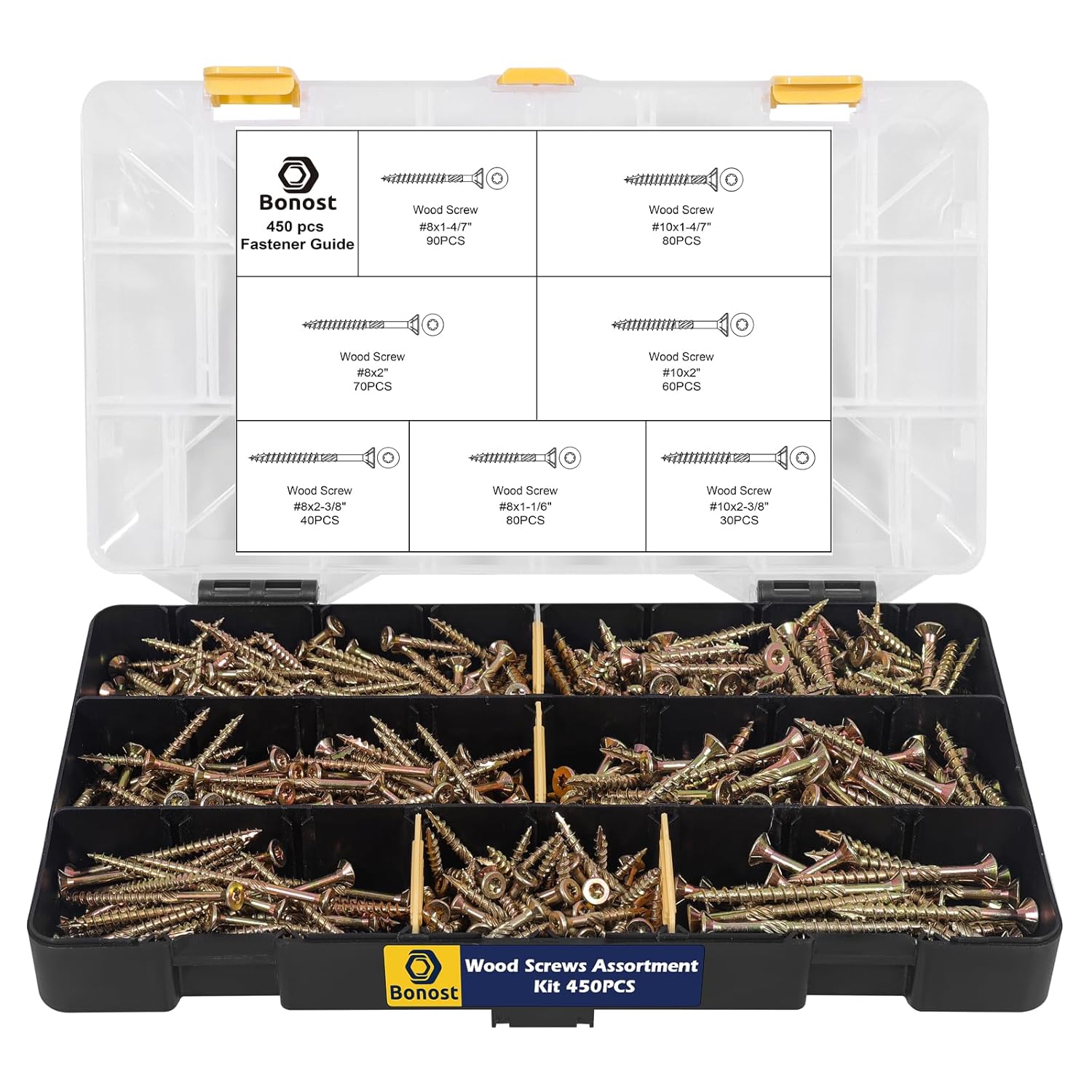Hardware Concrete Assortment Kit 1625 Pcs- Concrete Screw Set with Assorted Nuts, Bolts, and Wood Screw (3 Trays)