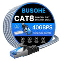 Cat 8 Ethernet Cable 50 ft, Nylon Braided High Speed Heavy Duty Network LAN Patch Cord, 40Gbps 2000Mhz SFTP Shielded