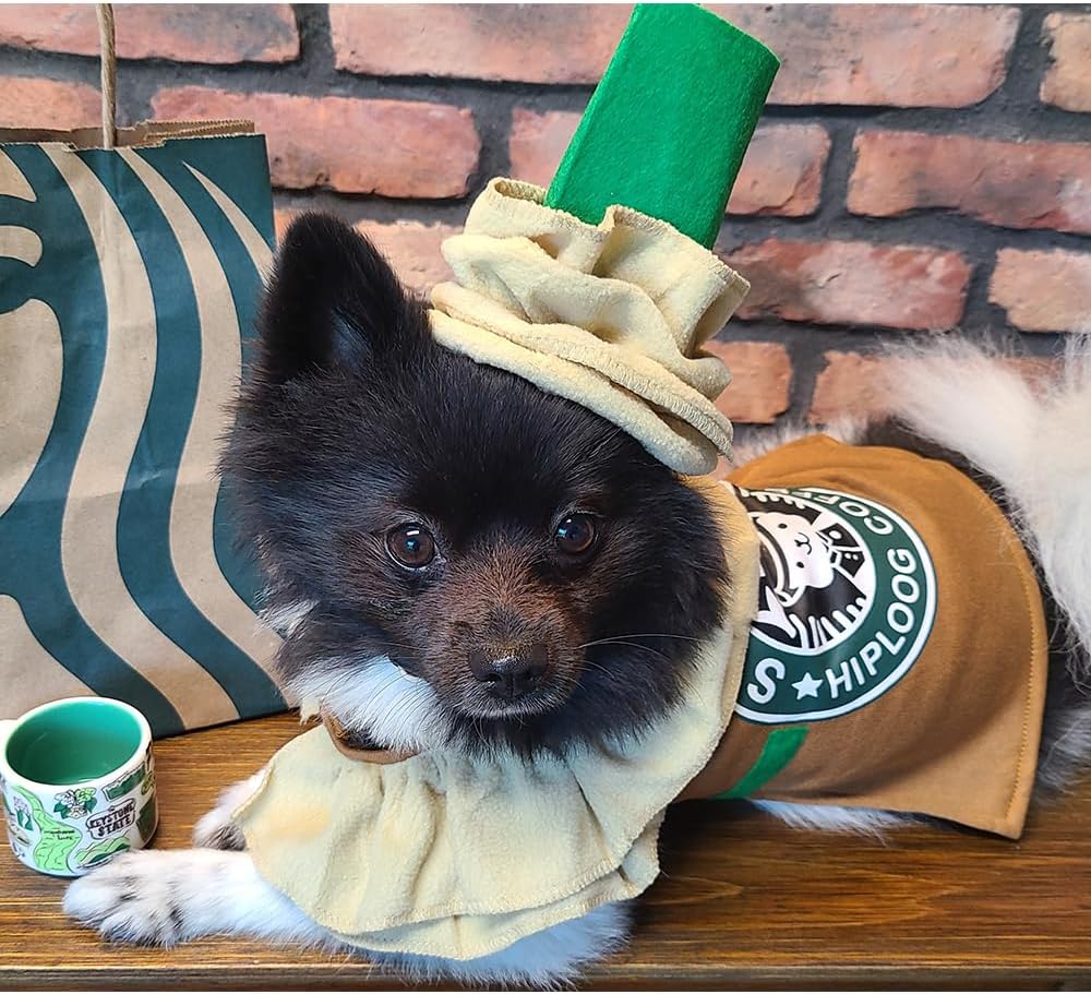 Latte Dog Costumes - Coffee Shop Dog Cosplay Halloween Costumes, Puppy Christmas Party Attire for Medium Small Dogs