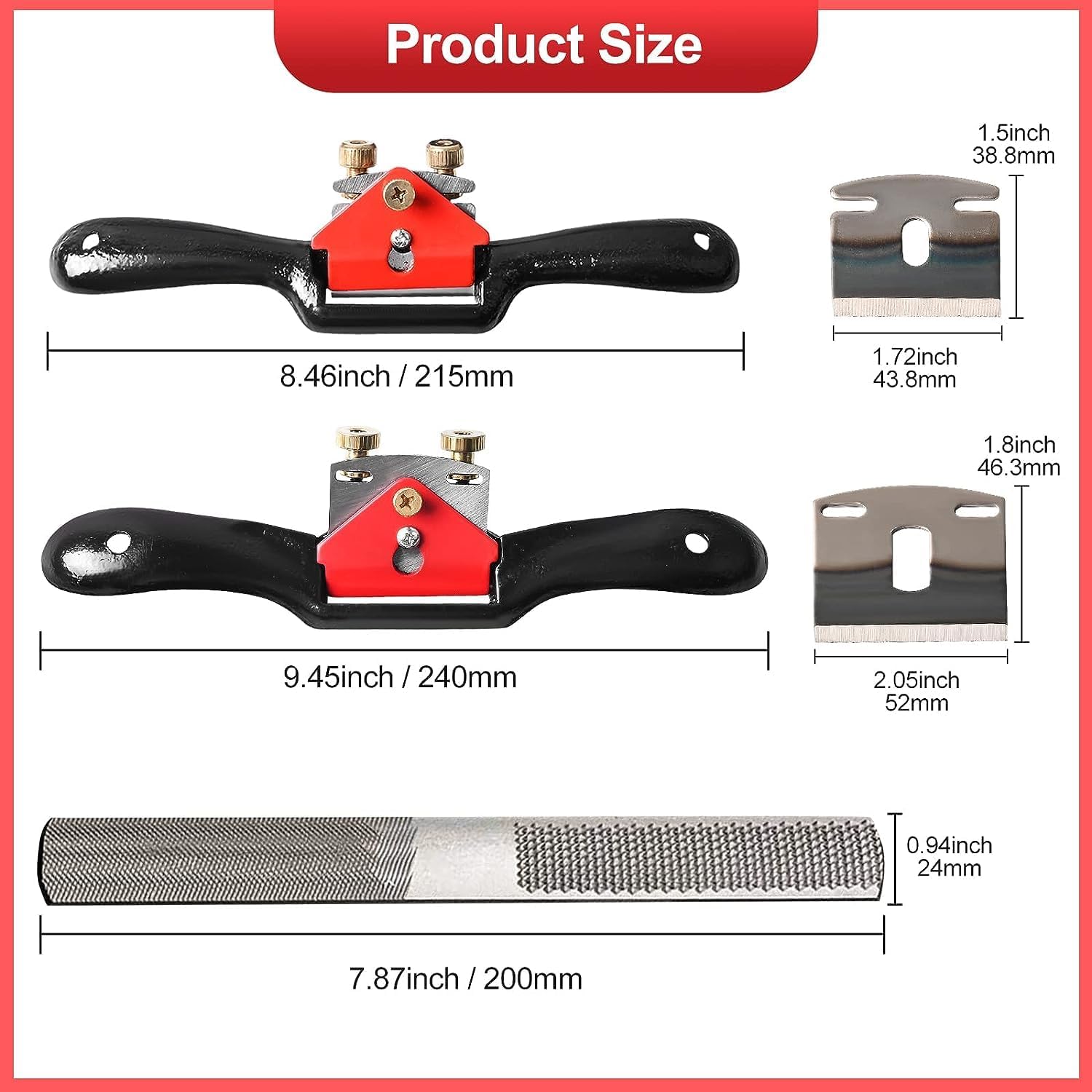 Spokeshave Set, 6pcs Metal Blades, Portable Plane & 4-Way Wood Rasp File | Adjustable Spokeshave Set Perfect For Wood
