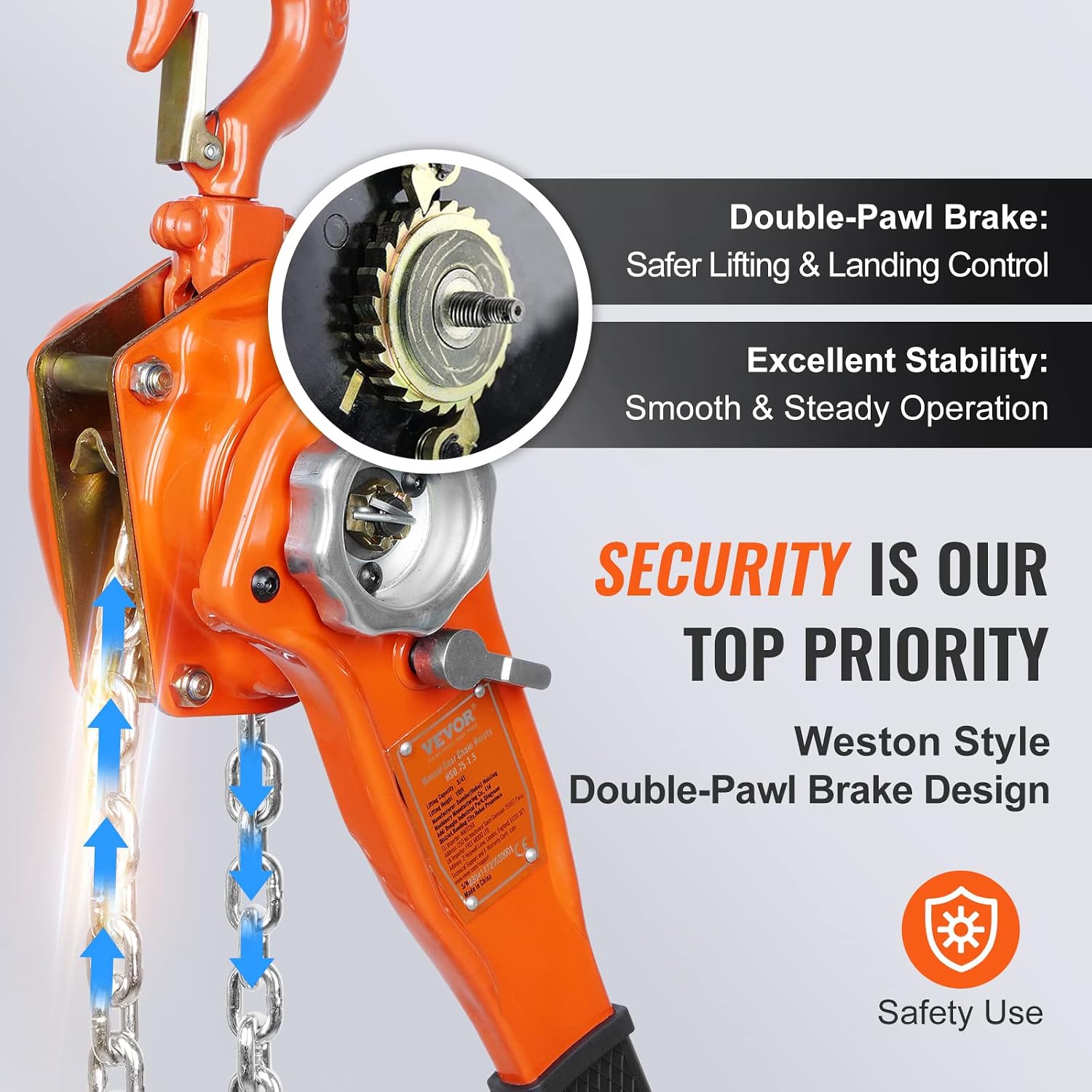 Manual Lever Chain Hoist, 3/4 Ton 1650 lbs Capacity 10 FT Come Along, G80 Galvanized Carbon Steel with Weston