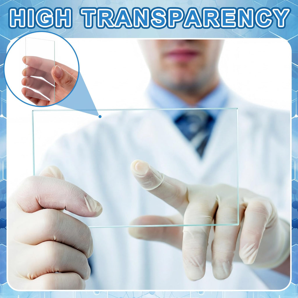 200 Pcs Pre-Cleaned Glass Microscope Slides 75 x 50 mm/3" x 2" High-Transparency Microscope Slides for School