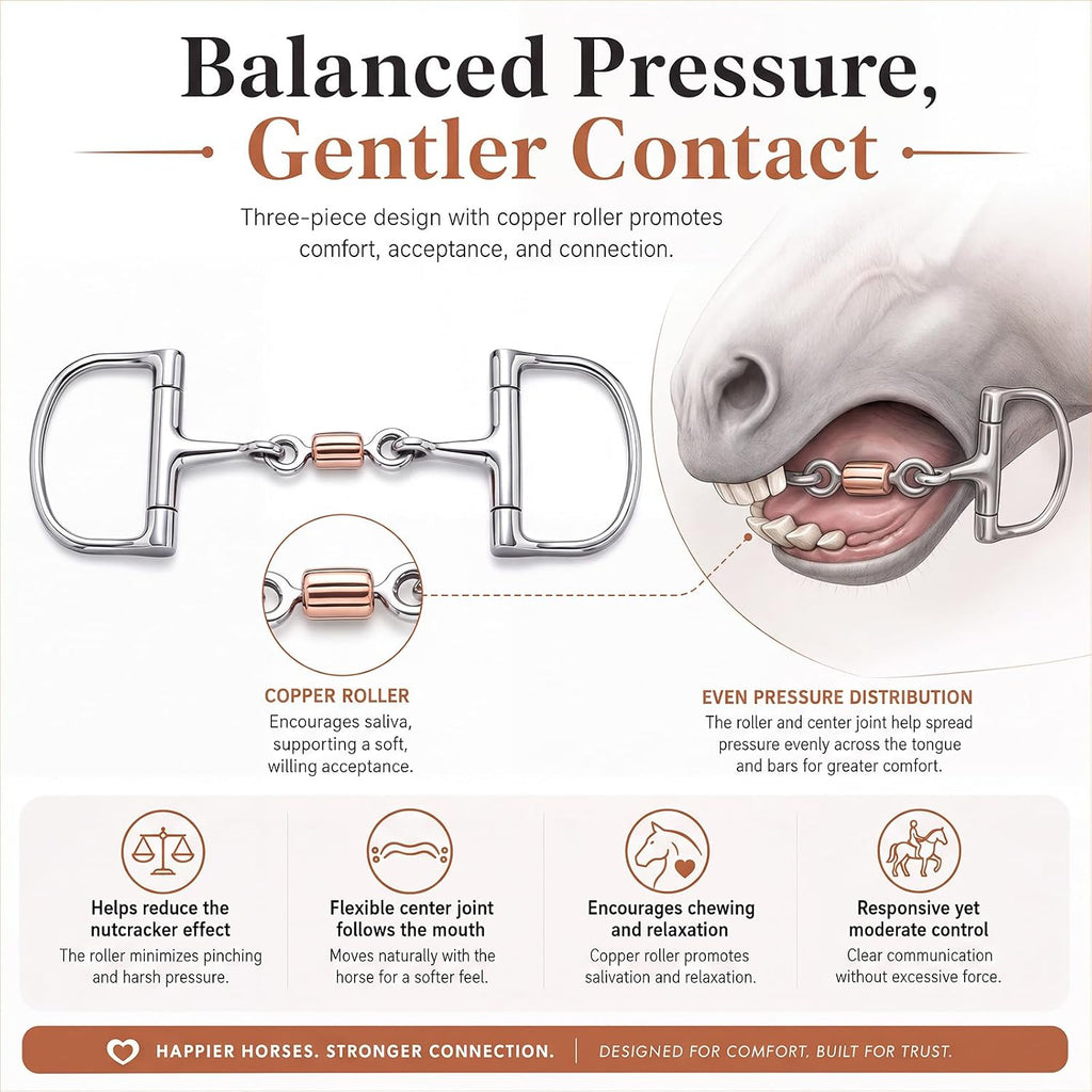 Horse Snaffle Bit Copper Roller D Ring Snaffle Bit