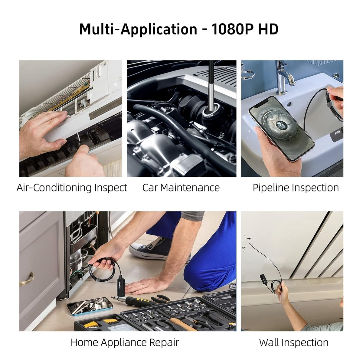 5.5mm Endoscope,1080P HD Borescope Inspection Camera with Light