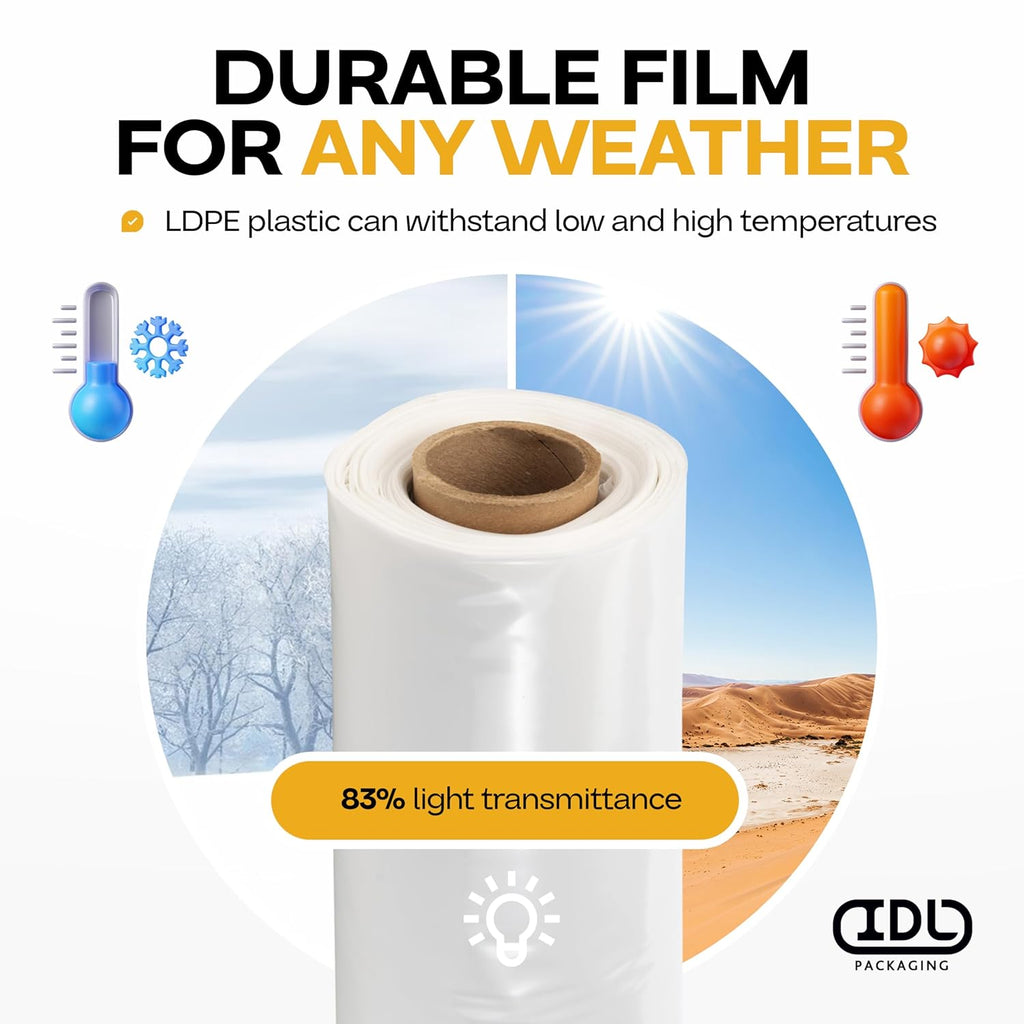 Clear 4 mil Plastic Sheeting for Painting, 4' x 50' (200 sq. ft.) LDPE Film Roll - Heavy-Duty Thick Polyethylene for