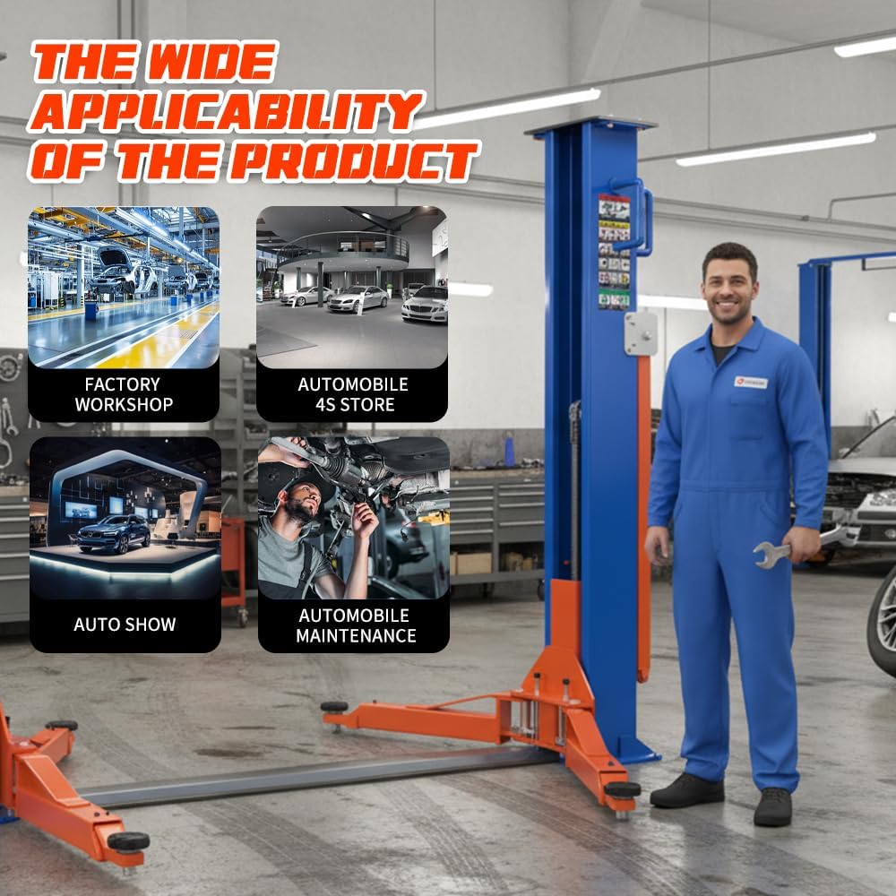 2 Post Car Lift 8000 lbs - Portable Auto Lift & Hydraulic Vehicle Hoist for Home Garage - Mid Rise Design, 220V Motor
