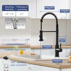 Matte Black Touchless Kitchen Faucet with Spring Pull Down Sprayer