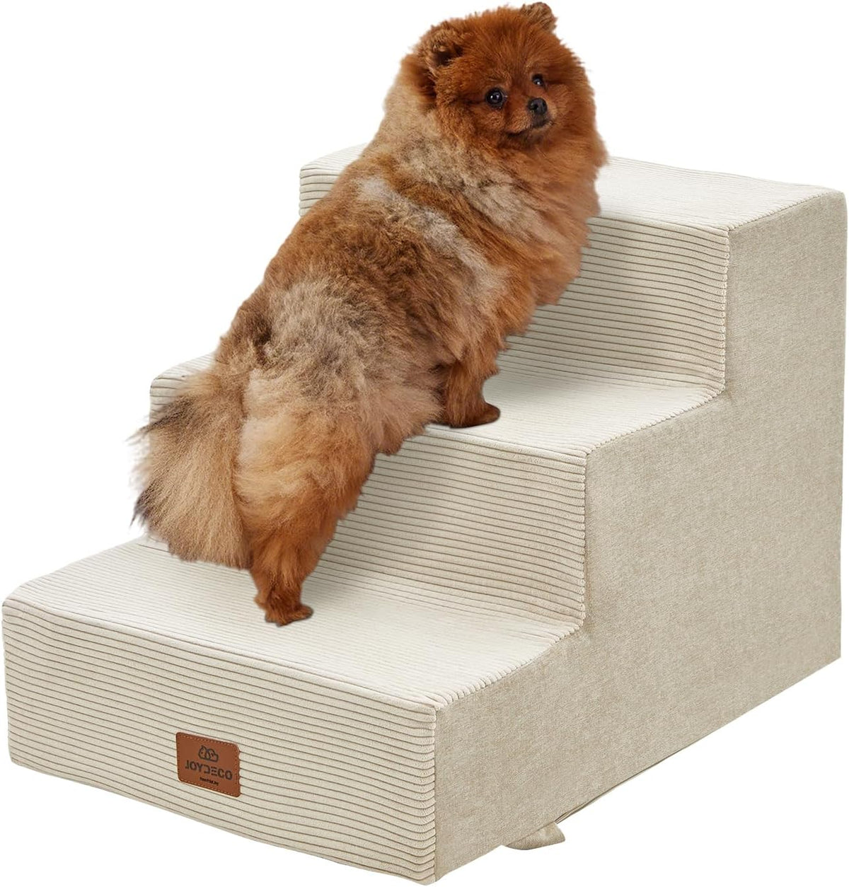 Dog Stairs for Bed 15" H, 3-Step Pet Steps for Small Dogs and Cats, Dog Steps for High Bed, Non-Slip Balanced Ramp