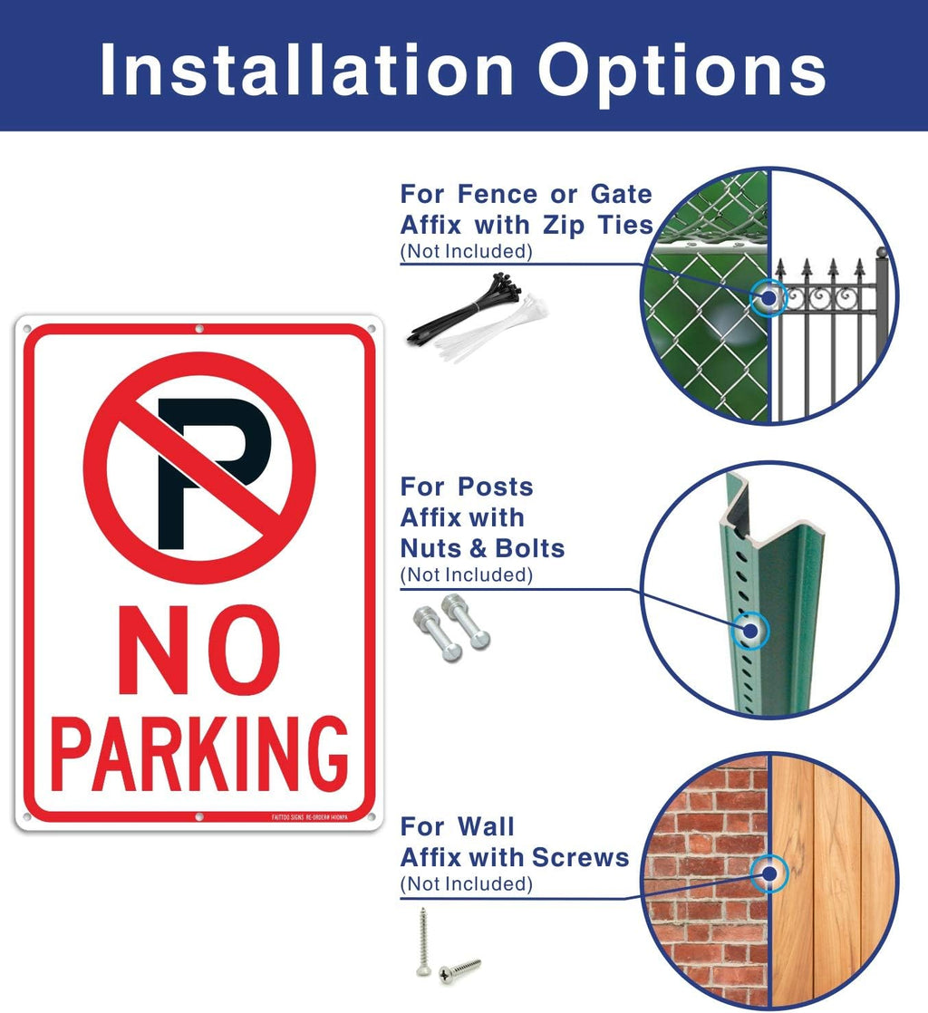 No Parking Sign With Symbol Sign, 14 x 10 Inches Reflective .40 Rust Free Aluminum, UV Protected, Weather Resistant