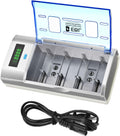 Universal Smart Battery Charger with Discharge Function – Multi-Bay Rapid Charger for C D AA AAA 9V Ni-MH Ni-CD