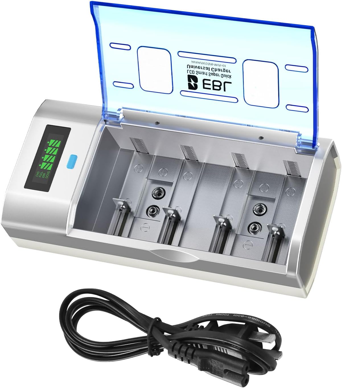 Universal Smart Battery Charger with Discharge Function – Multi-Bay Rapid Charger for C D AA AAA 9V Ni-MH Ni-CD