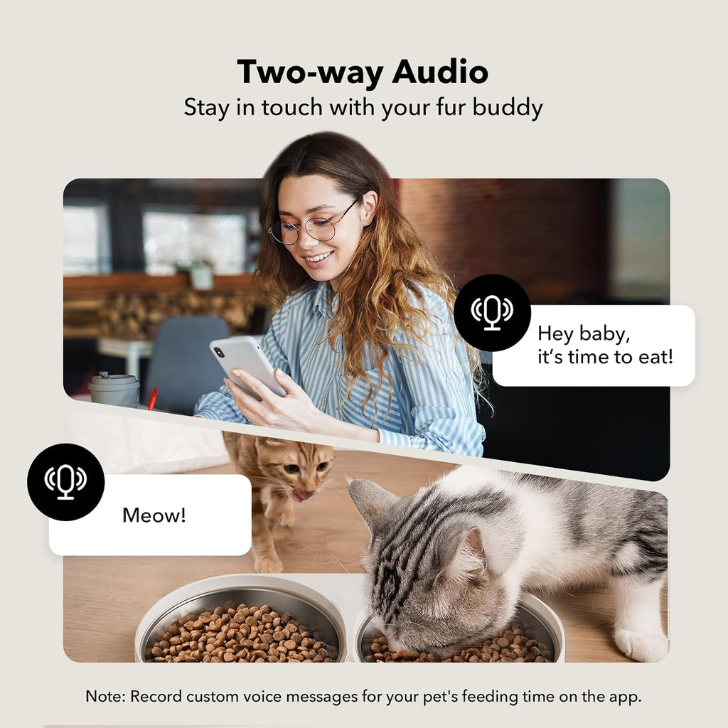 Automatic Cat Feeder with Camera for Two Cats, 1080P HD Video with Night Vision, 5G WiFi Pet Feeder with Phone APP