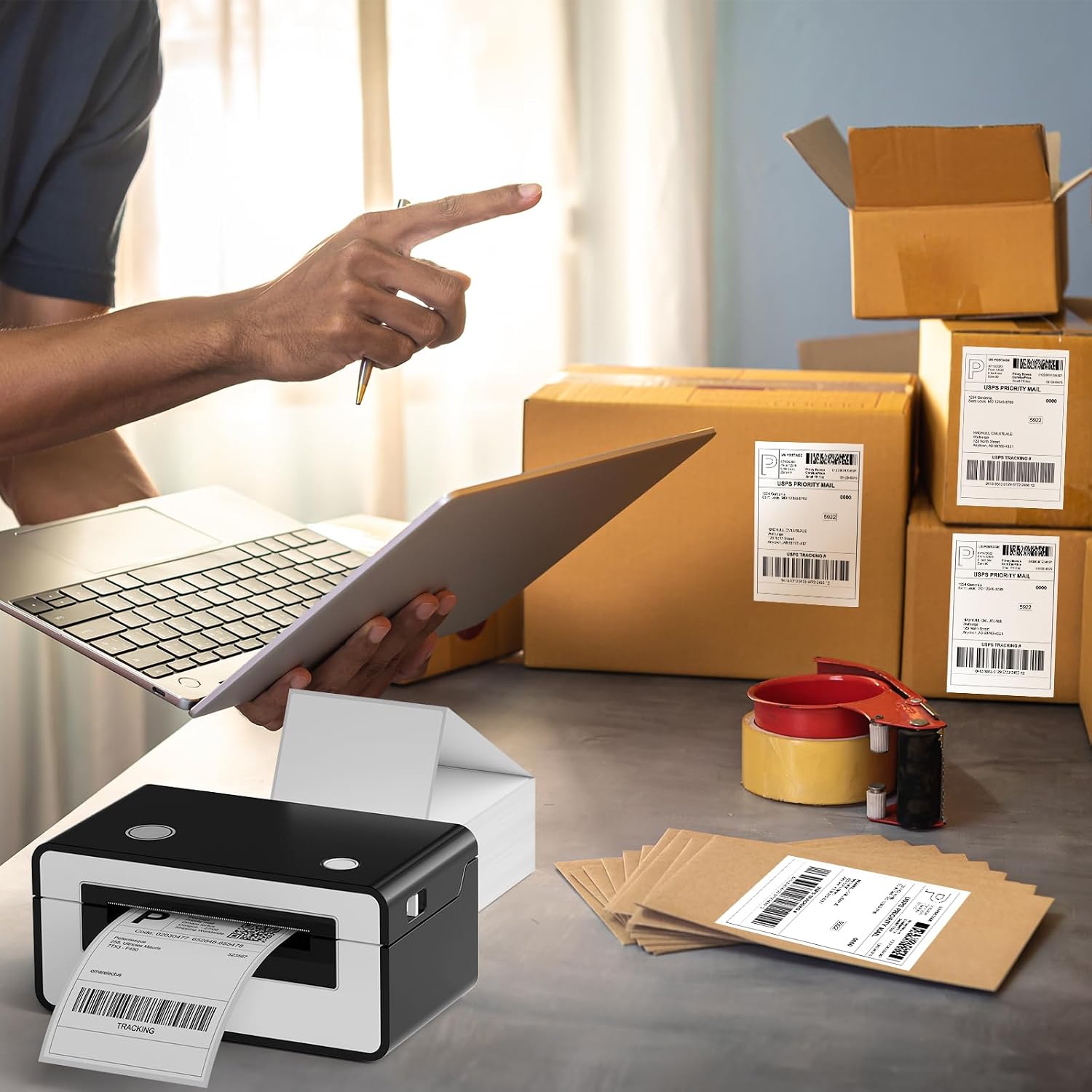 4 x 6 Direct Thermal Shipping Labels with Perforations, Pack of 500 Thermal Labels, Permanent Adhesive, White Mailing