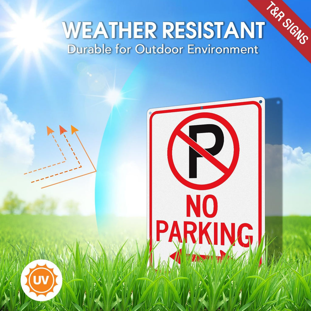 No Parking Signs - 2 Pack - 10 x 7 Inches Rust Free .040 Aluminum Reflective - UV Protected, Waterproof and Fade