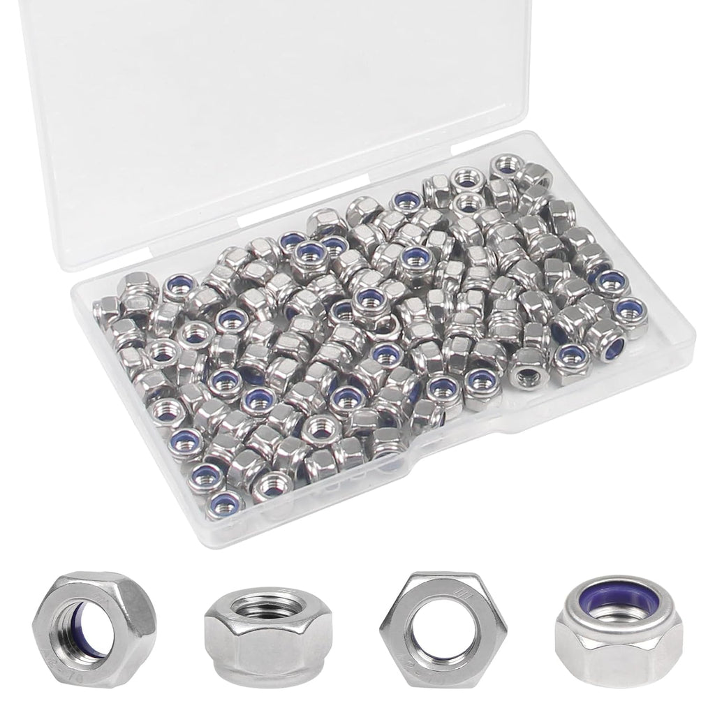 120PCS M4 Locknuts M4x0.7mm Nylon Insert Hex Lock Nuts