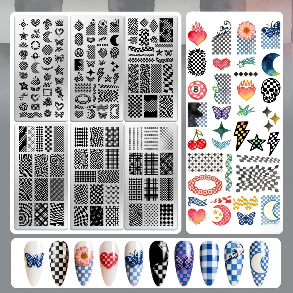 6 Sheets Nail Stamping Plate Minimalist Nail Art Stamp