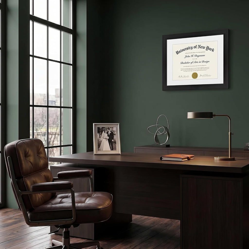11x14 Diploma Frame with Shatter-Resistant Glass - Use as 8.5x11 Frame with Mat or Display 11x14 Documents Without