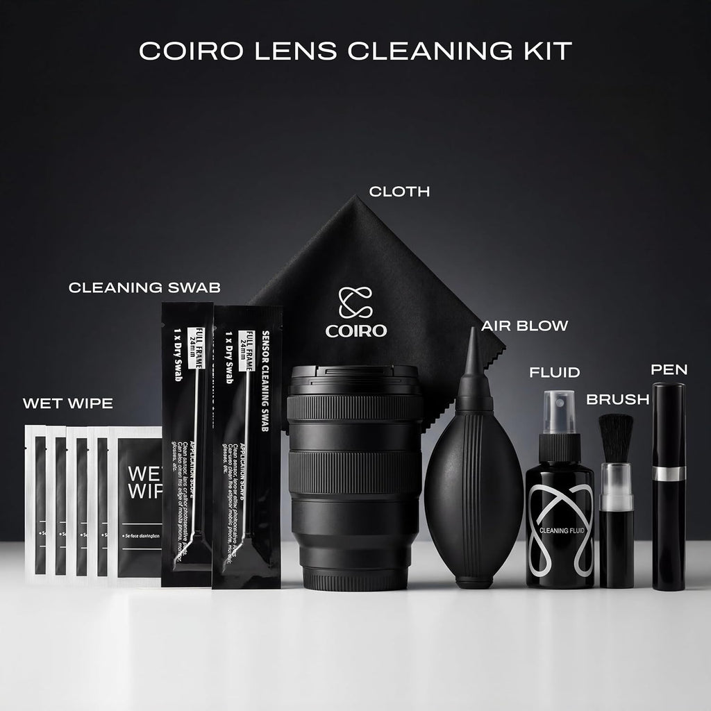 Camera Lens Cleaning Kit 7 in 1 – Lens Pen, Air Blower, Sensor Cleaning Swabs, Lens Cleaner Spray, Wet Wipes 5 Pac