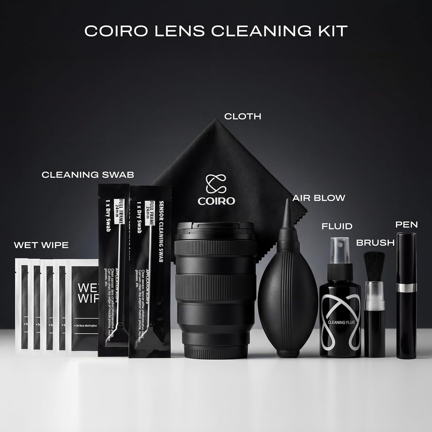 Camera Lens Cleaning Kit 7 in 1 – Lens Pen, Air Blower, Sensor Cleaning Swabs, Lens Cleaner Spray, Wet Wipes 5 Pac