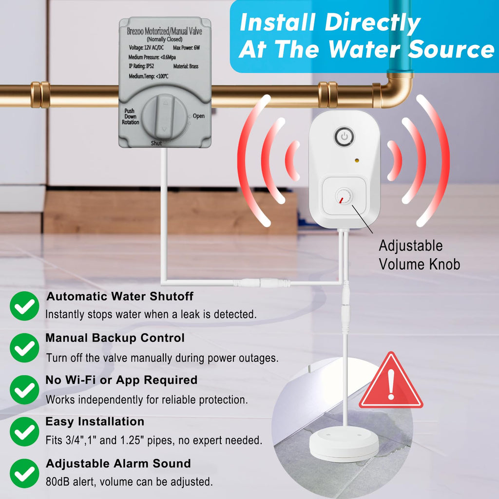 Water Leak Detector for Home, for 1-Inch Diameter Pipe
