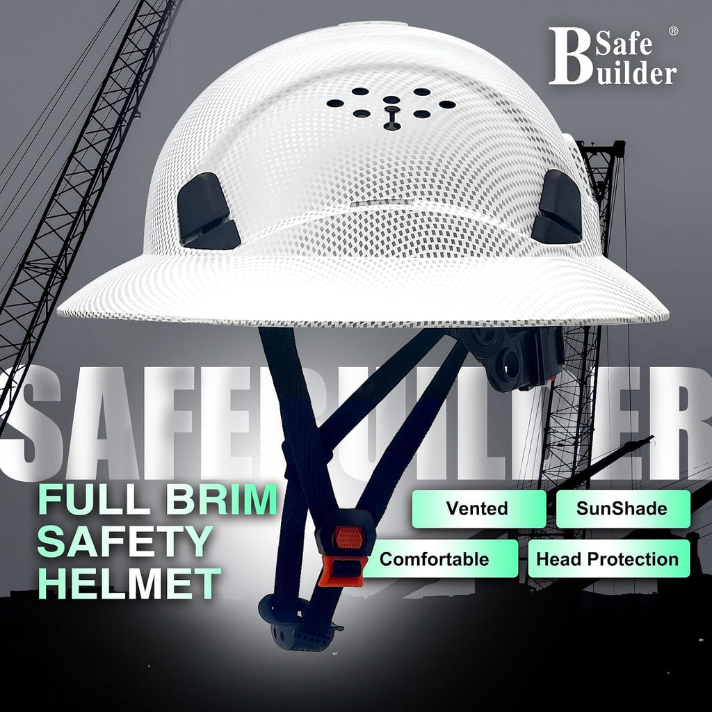Full Brim Hard Hats Construction Hardhats Safety Helmet Vented Adjustable Lightweight Sunshade Work Caps Industrial
