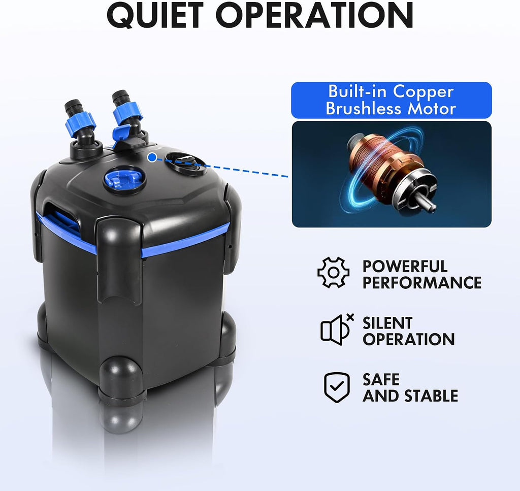 Ultra-Quiet Canister Filter for Large Fish Tanks and Aquariums