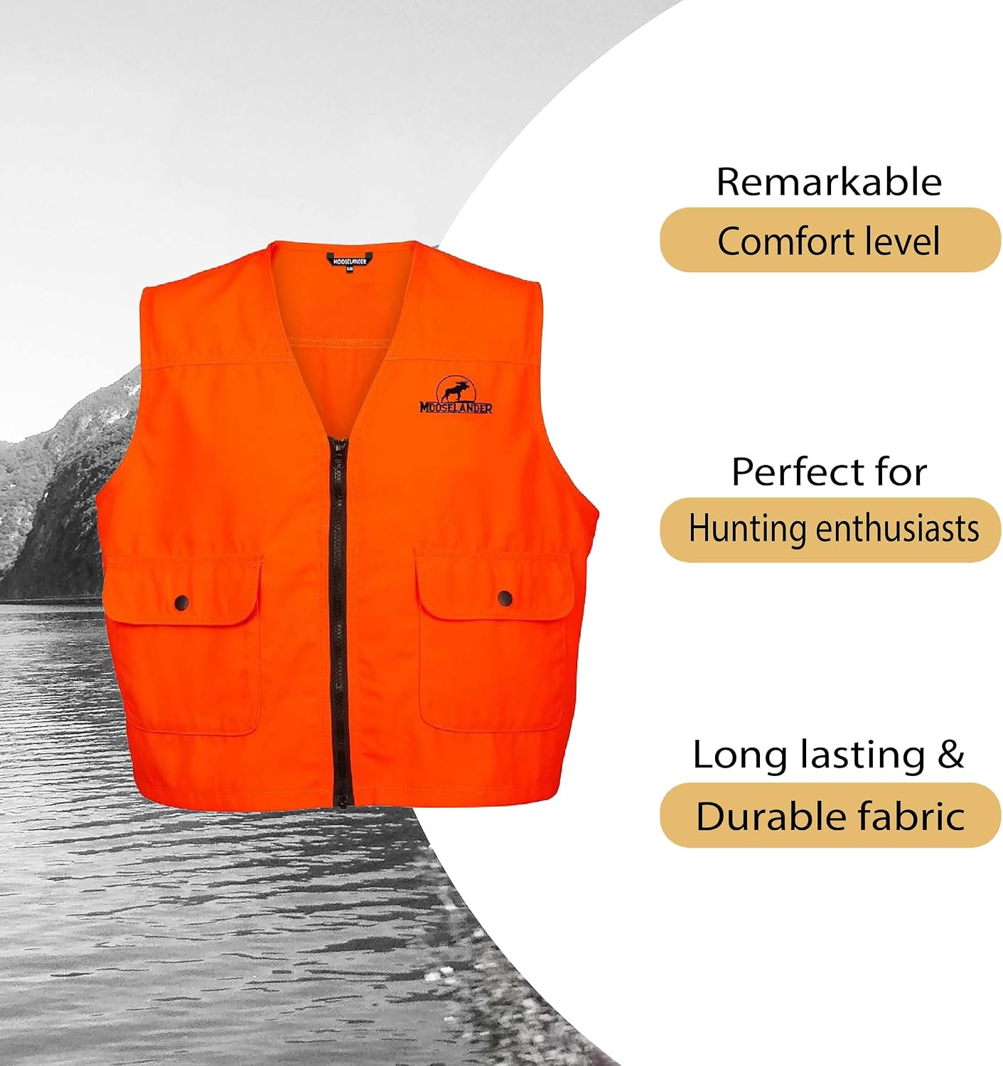 Men's Blaze Orange Safety Vest, Perfect for Hunting and Outdoor Activity