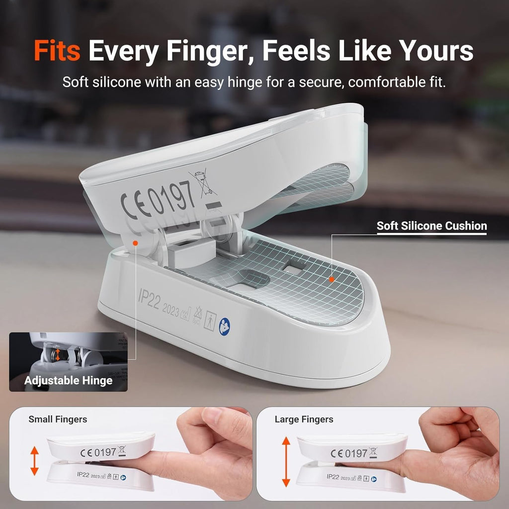 Rechargeable Fingertip Pulse Oximeter, Bluetooth Blood Oxygen Monitor with App Trend Tracking, SpO2, Pulse Rate