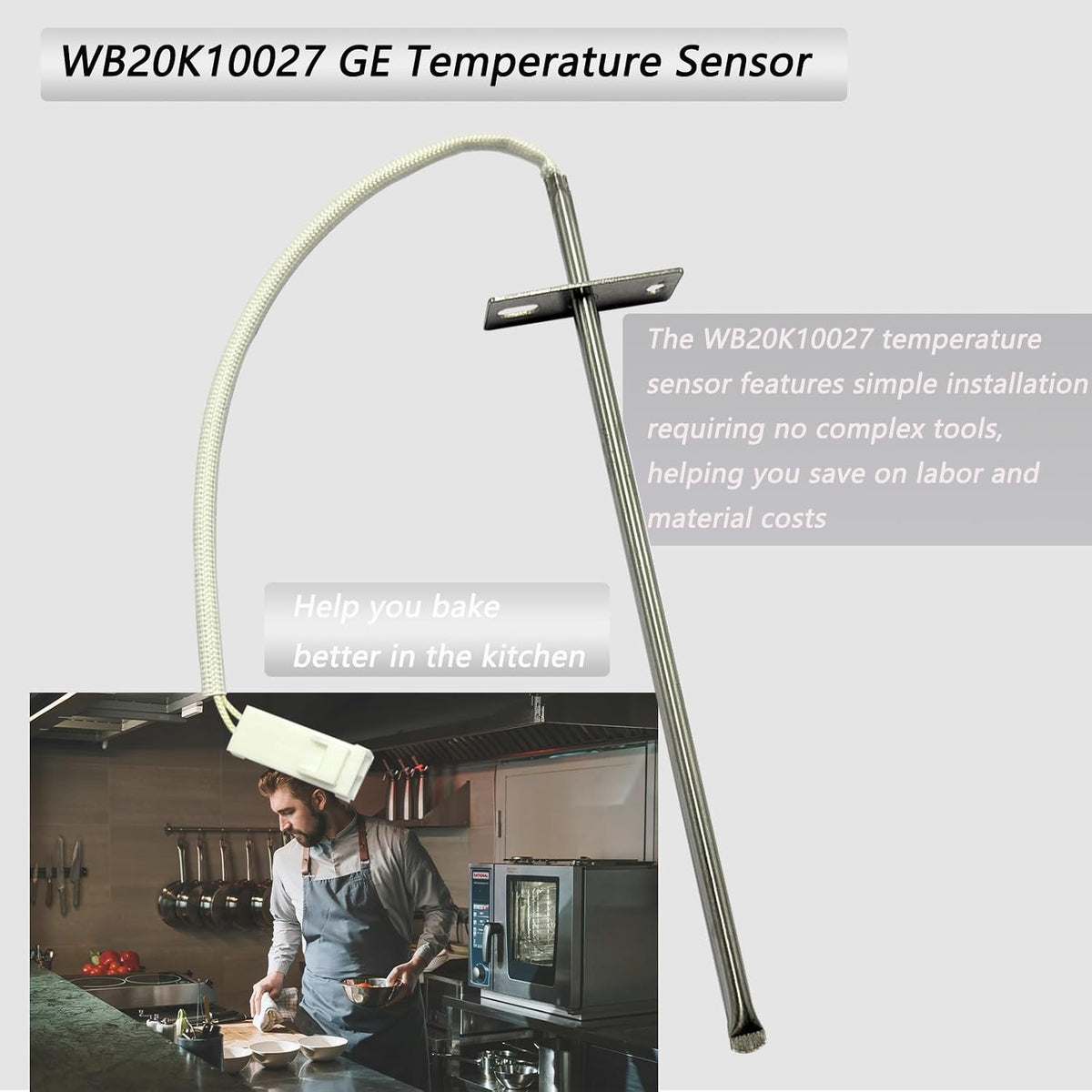 OEM WB20K10027 GE Range Oven Temperature Sensor Probe Easy to Install