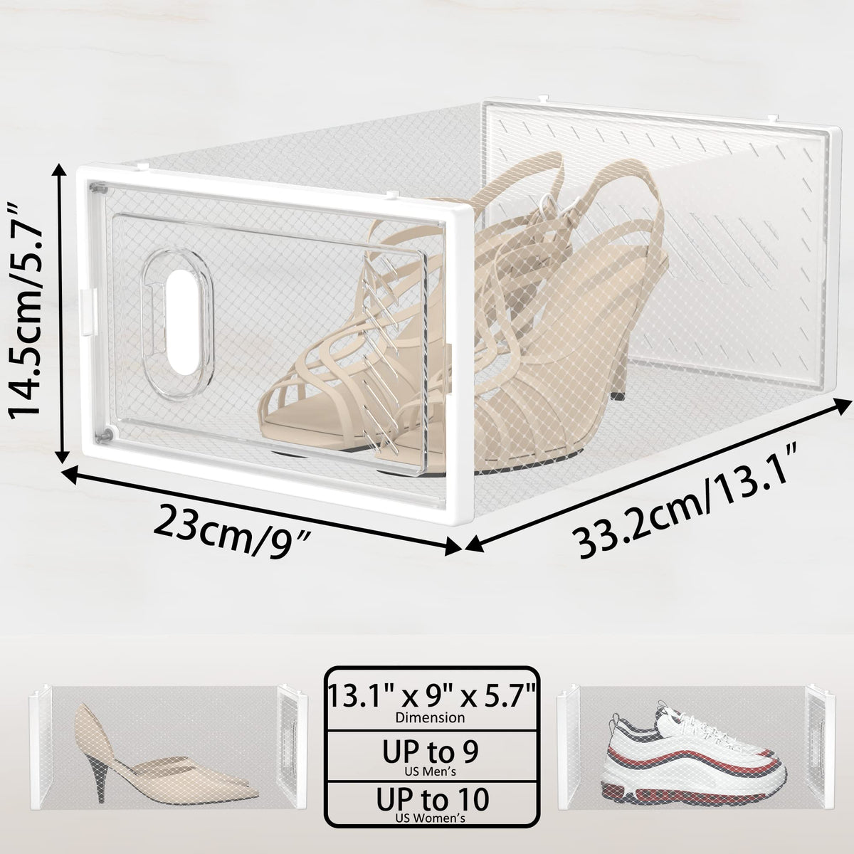 Clear Shoe Storage Boxes, Stackable Shoe Organizer for Closet