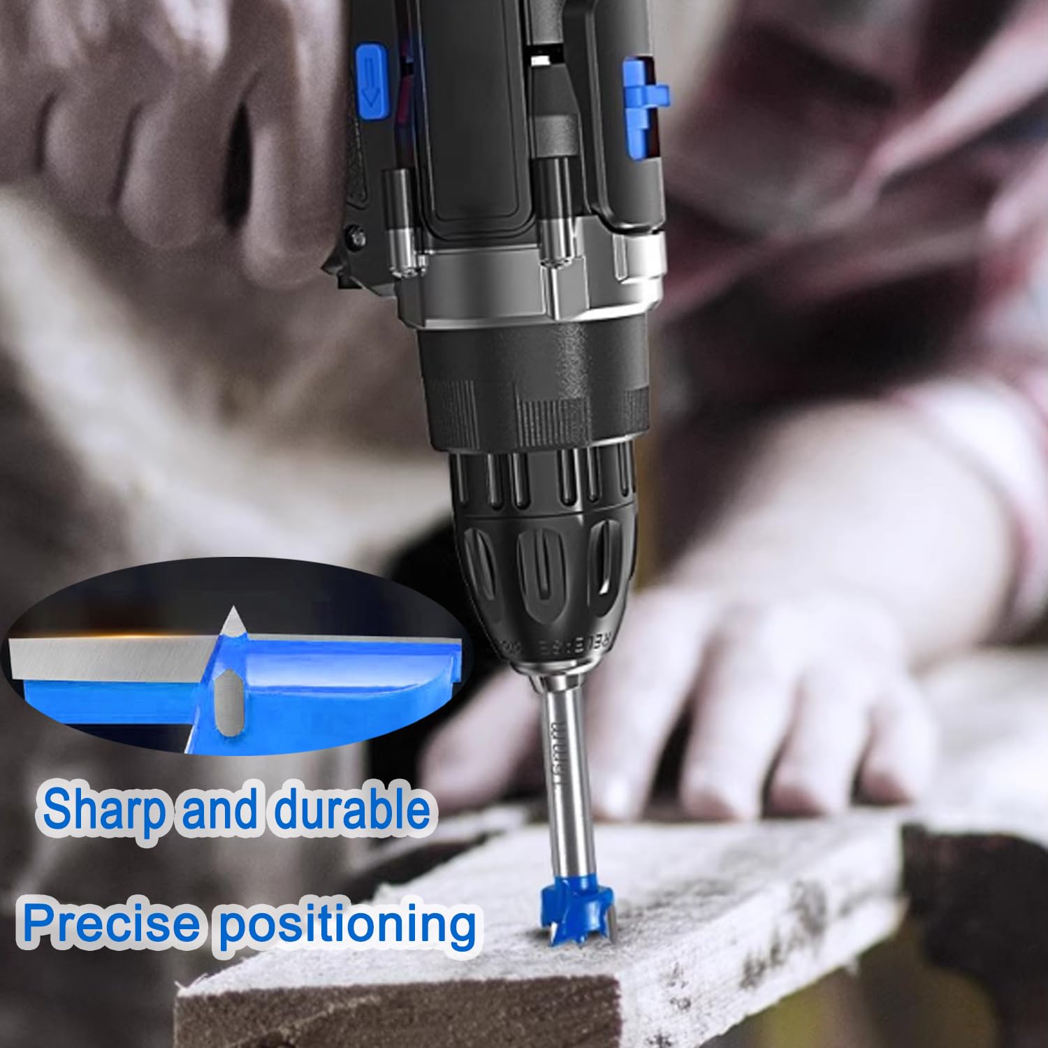 Carbide Tipped Forstner Bit Set 19/32" to 25/32", 1/4" Hex Shank Wood Drill Bits for Cabinet, Door, Plywood 5 PCS