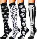 4 Pairs Compression Socks for Women Men 20-30 mmHg Knee High Support Socks