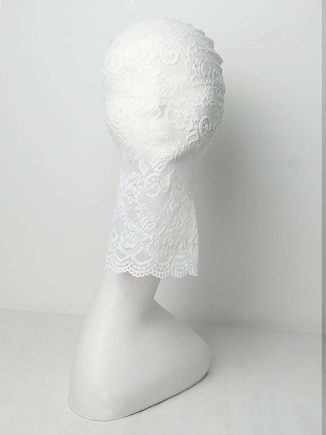 Lace Full Face Mask, Gothic Costume Accessory for Halloween, Black/White