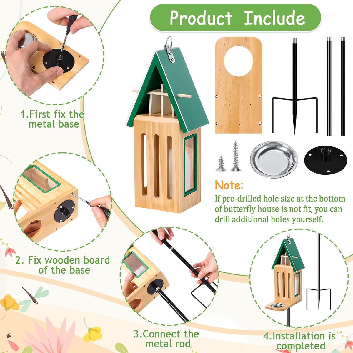 New Upgraded Butterfly House and Feeder for Outside Wooden Butterfly House